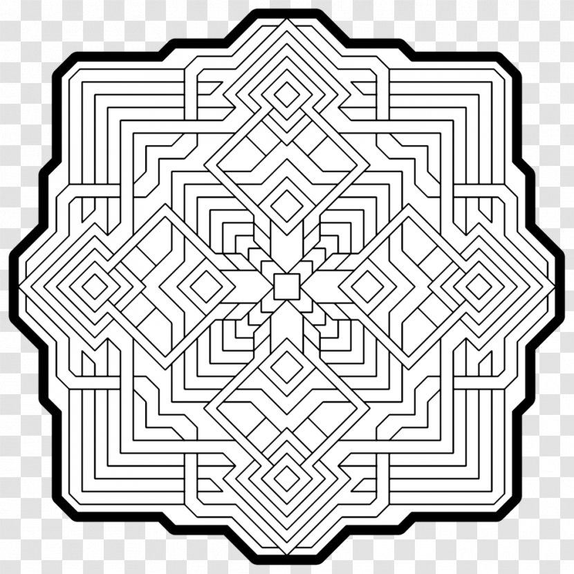 Coloring Book Sacred Geometry Mandala - Geometric Colorful Shading Transparent PNG