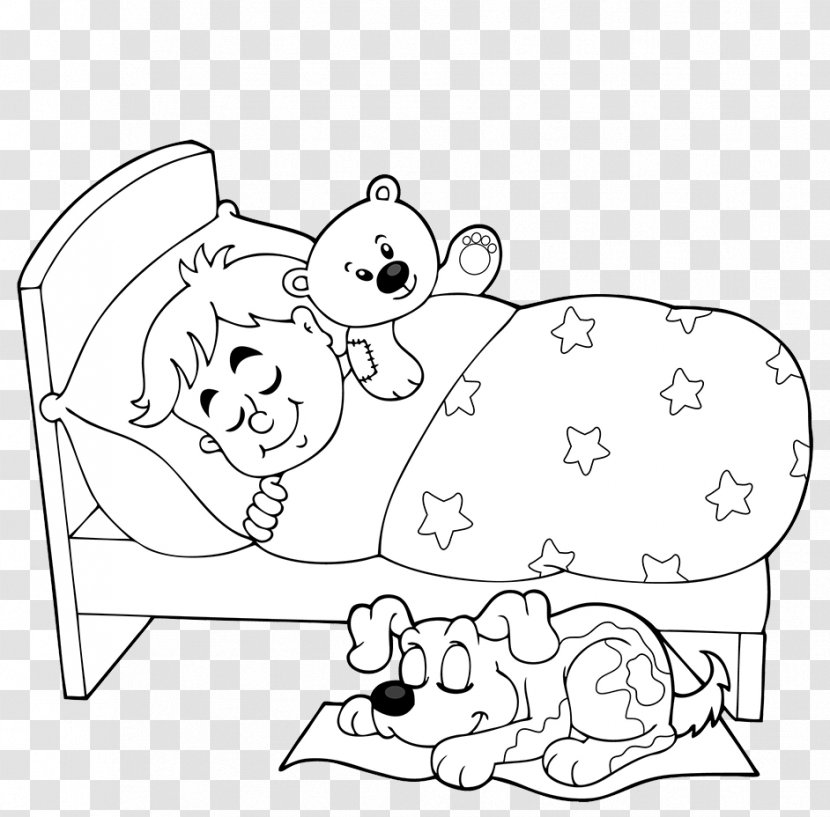 Black And White Sleep Cartoon Clip Art - Line Drawing Of The Sleeping Baby Transparent PNG