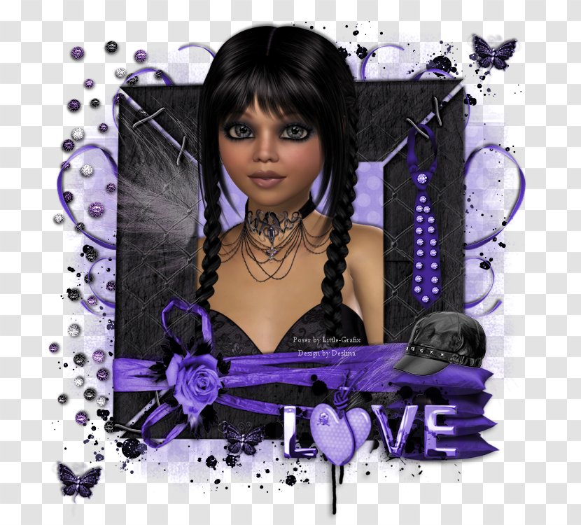 Black Hair - Purple Love Transparent PNG