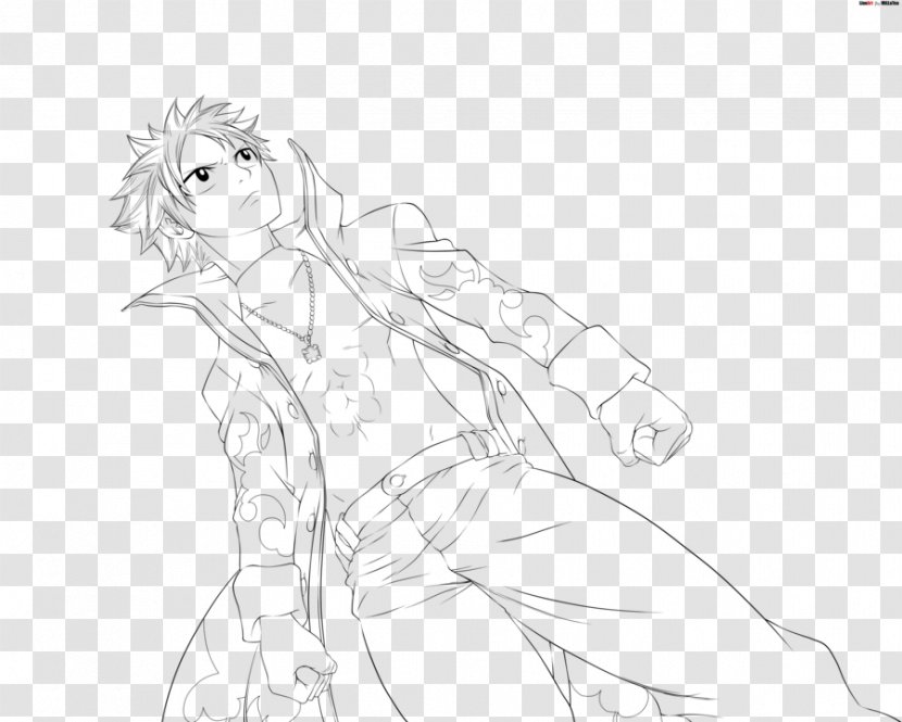 Natsu Dragneel Line Art Drawing Fairy Tail Sketch - Flower Transparent PNG