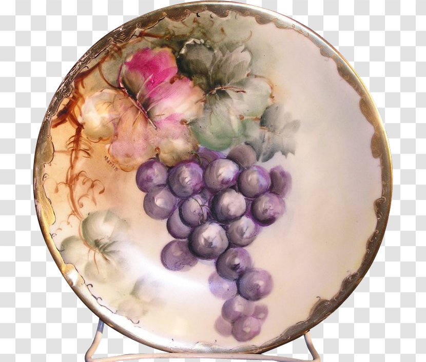 Tableware Grapevines Plate Violet - Fruit - Hand Painted Grapes Transparent PNG