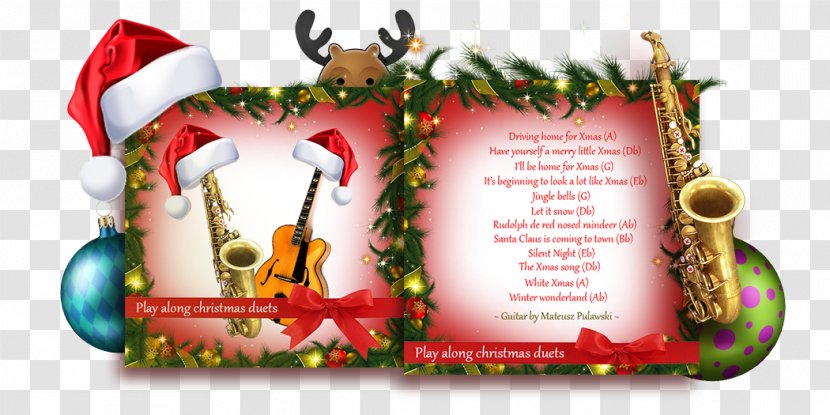 Rudolph Santa Claus Saxophone Christmas Ornament Song - Flower Transparent PNG