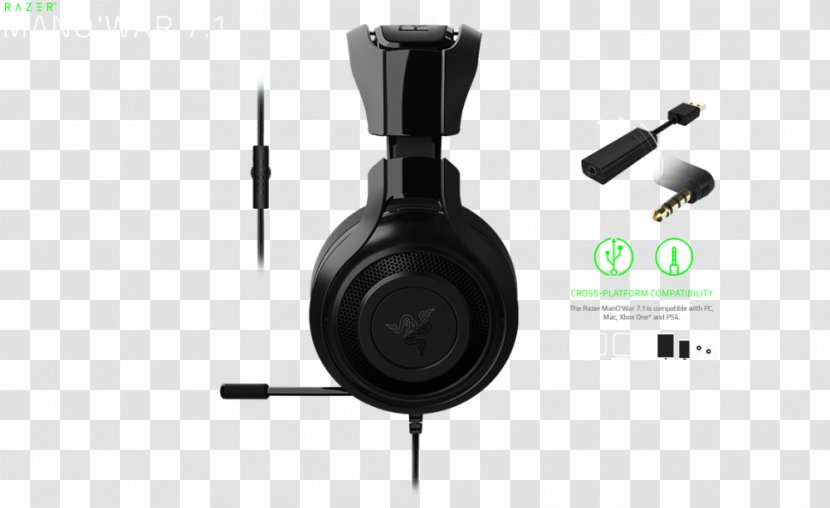 Xbox 360 Razer Man O'War Headphones ManO'War 7.1 Surround Sound - Video Game Transparent PNG