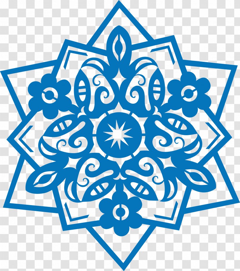 Symmetry Line Art Graphic Design Clip - Visual Arts - Blue Snowflake Transparent PNG