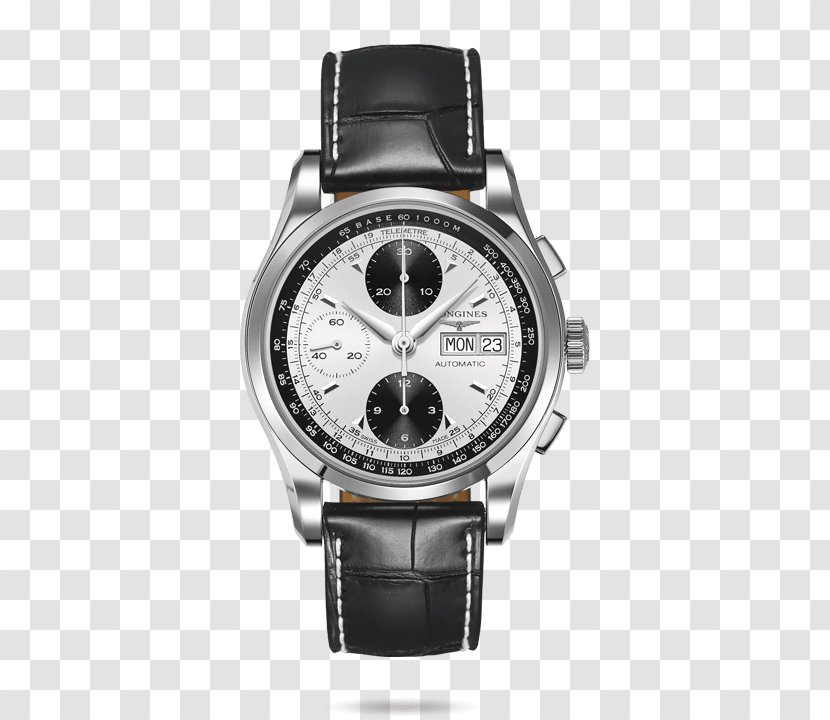 Longines Automatic Watch Chronograph Breitling SA - Metal - Black Male Table Transparent PNG