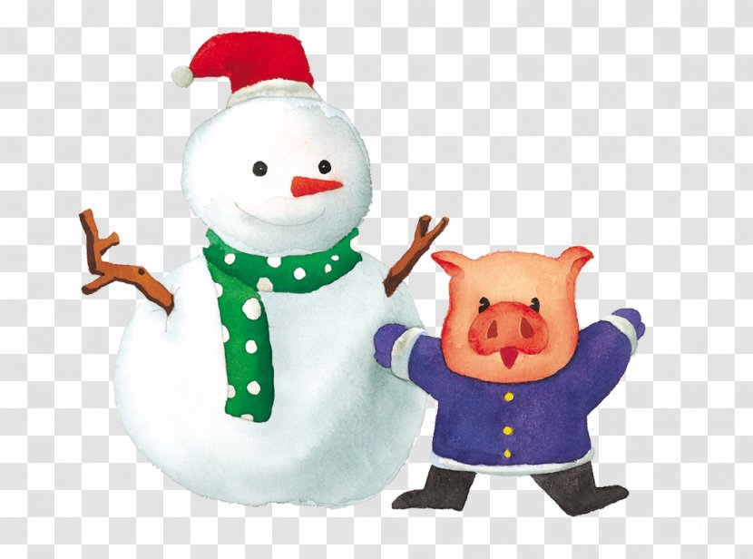 Domestic Pig Snowman Christmas Ornament Clip Art - Royaltyfree Transparent PNG