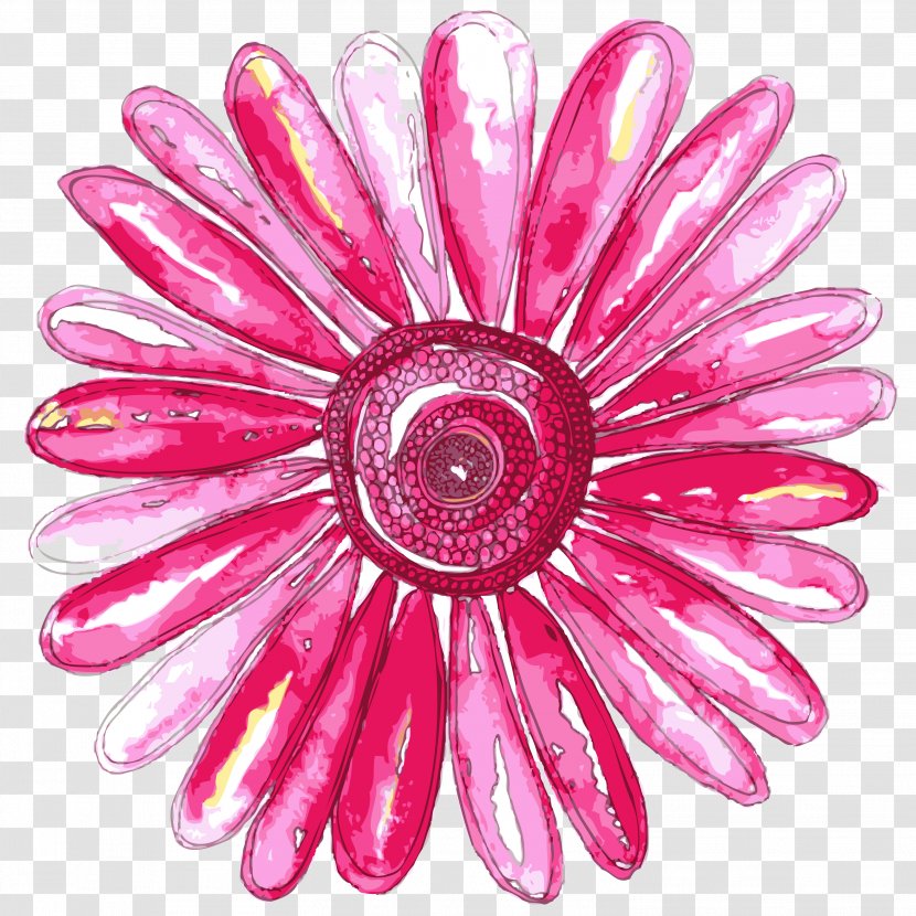 Art Floral Design Transvaal Daisy Printmaking Watercolor Painting - Magenta - Flower Transparent PNG