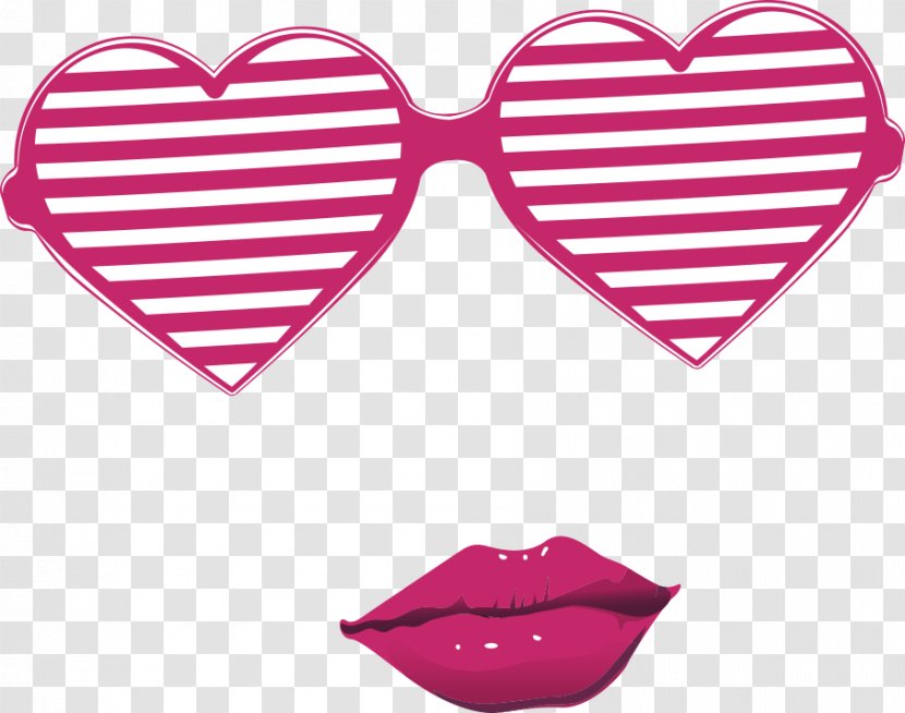 Heart Glasses Stock Photography Royalty-free - Cartoon - Vector And Red Lips Transparent PNG