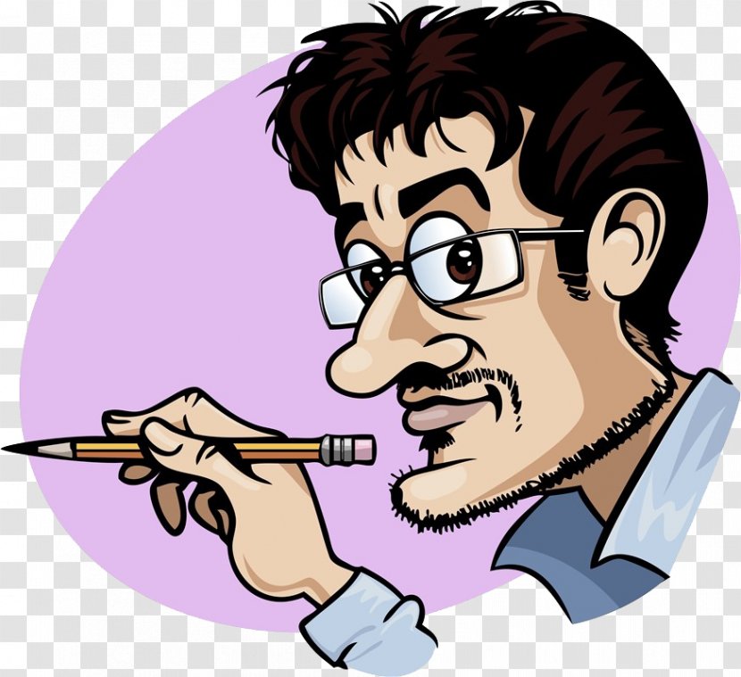 Cartoon Clip Art - Watercolor - Wearing Glasses To Write People Transparent PNG