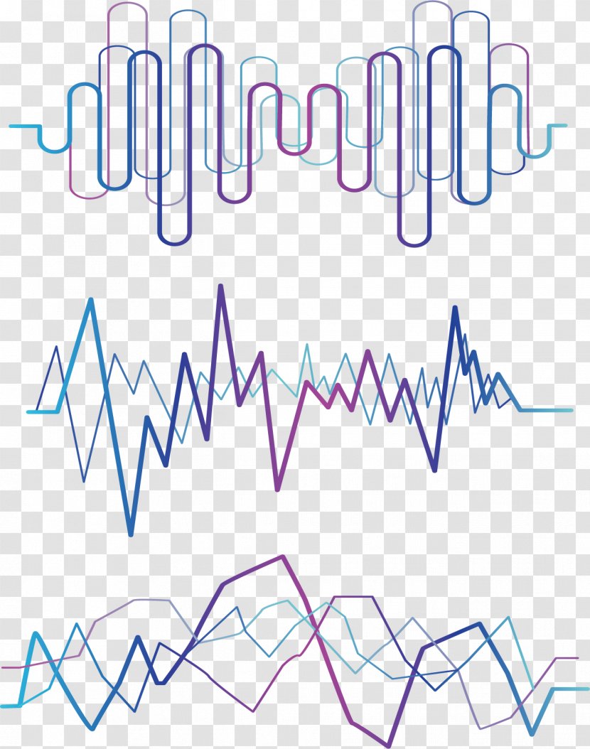 Geometric Wavy Lines - Blue - Purple Transparent PNG