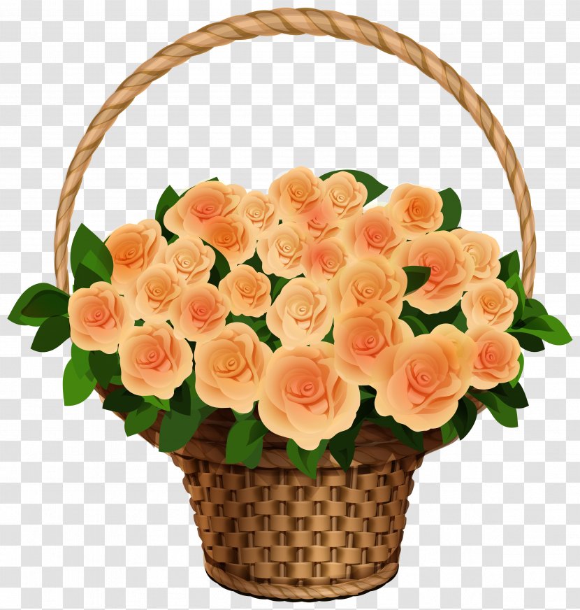 Rose Clip Art - Basket With Yellow Roses Clipart Image Transparent PNG