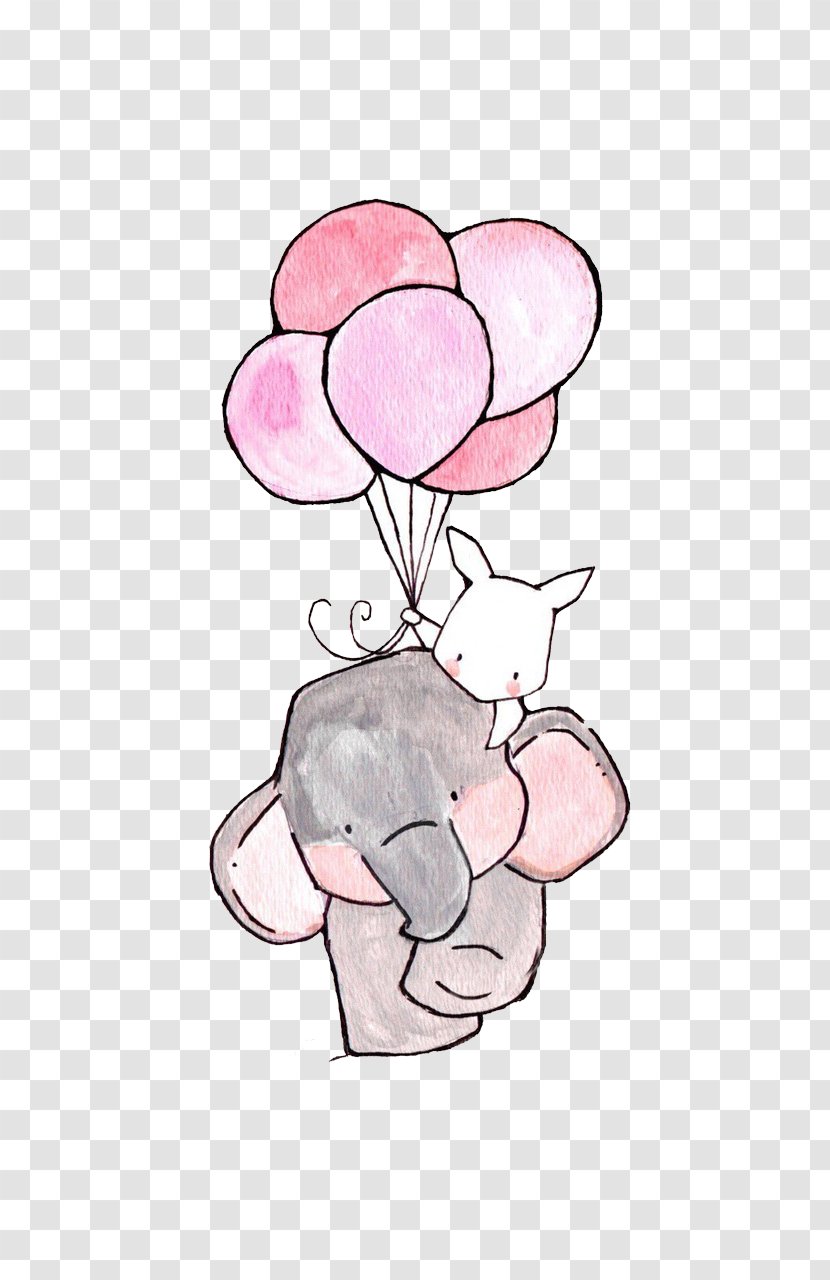 IPhone 5 Drawing Elephant Wallpaper - Cartoon - White Rabbit In The Hands Of A Balloon Transparent PNG