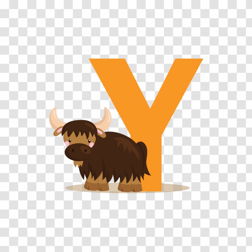 Domestic Yak Alphabet Letter Illustration - Dog Like Mammal - Yellow Y Transparent PNG