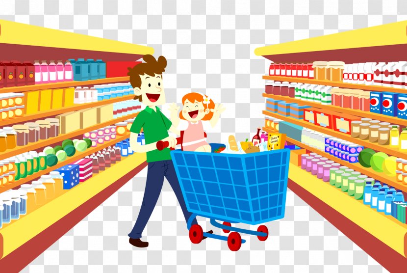Grocery Store Supermarket Cartoon Shopping Bag - Business Transparent PNG
