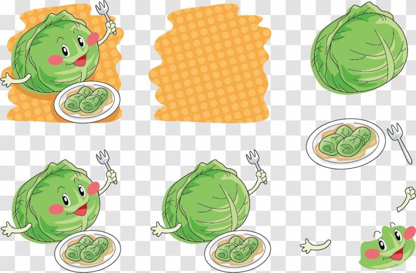 Cabbage Vegetable Illustration - Frog - Expression Vector With Pitchforks Transparent PNG