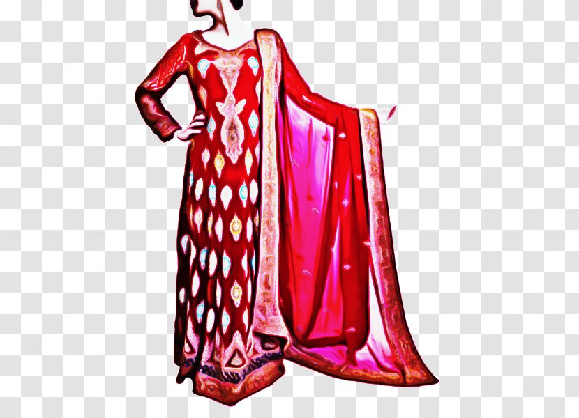 Pink Background - Maroon - Formal Wear Sari Transparent PNG