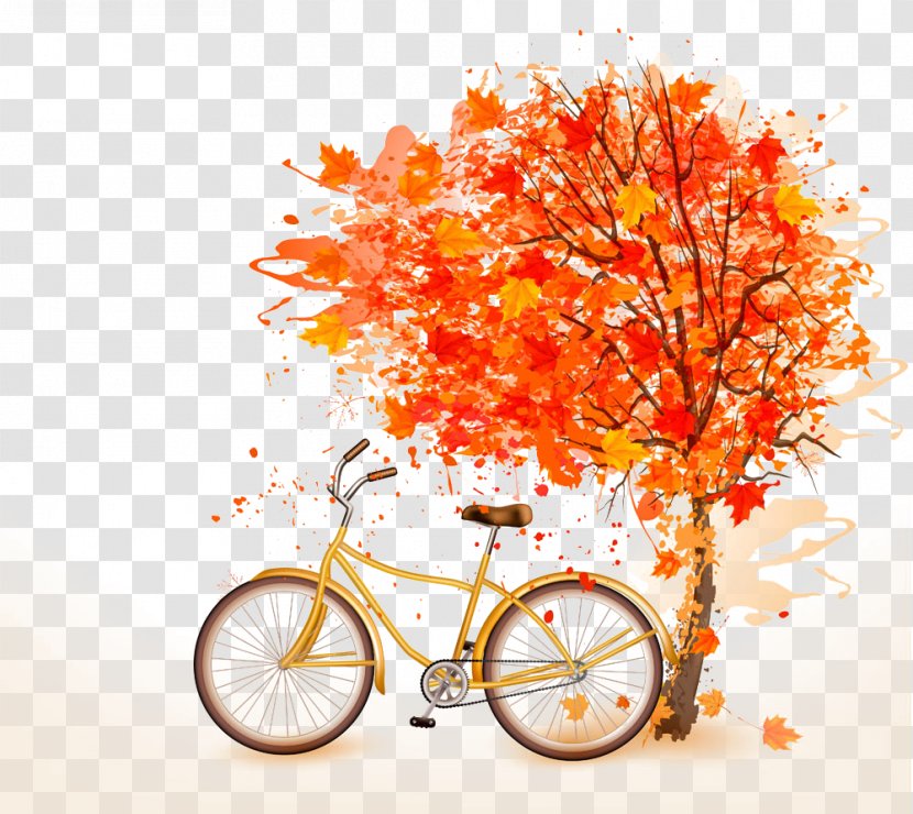 Autumn Bicycle Royalty-free - Orange - Maple And Bicycles Transparent PNG