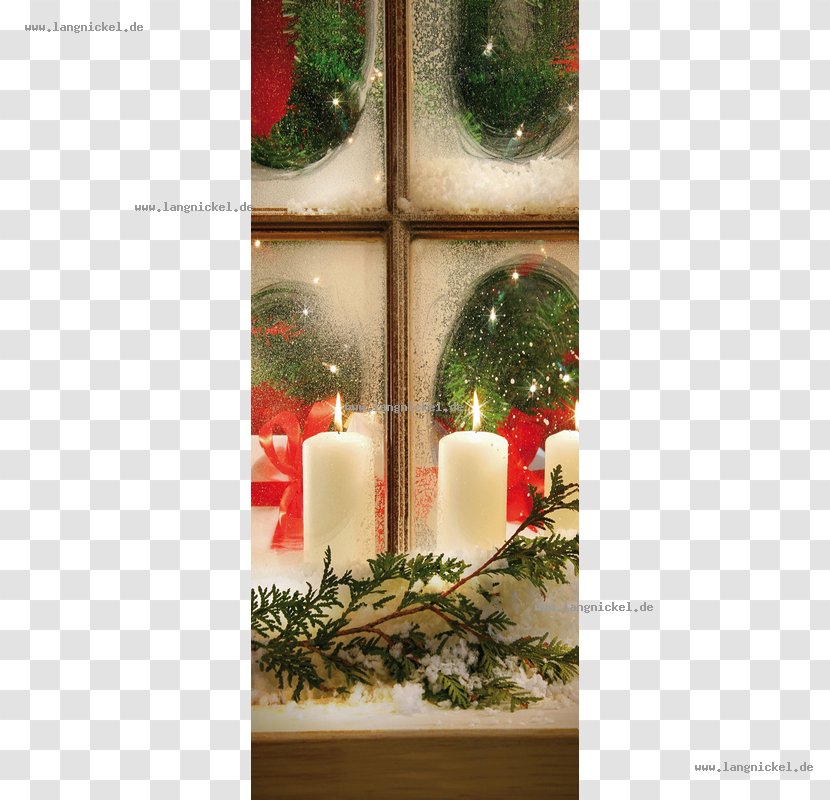 Christmas Tree Candle Window Ornament - Floral Design Transparent PNG