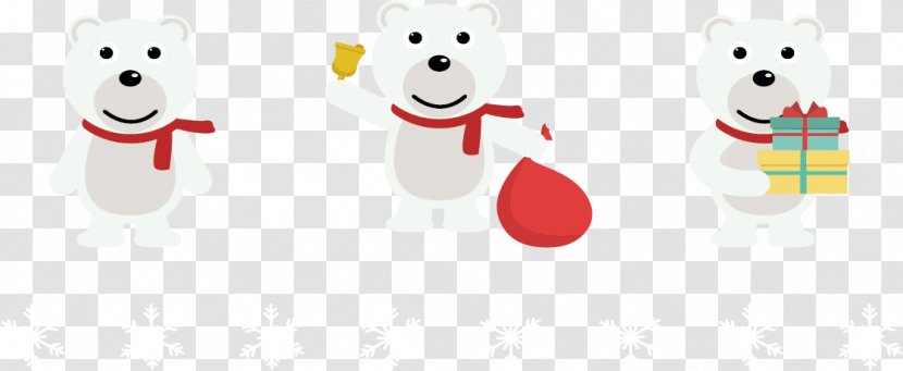 Polar Bear Christmas Illustration - Flower - Three Cute Transparent PNG