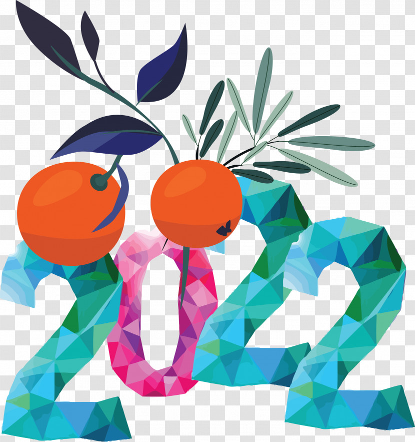 Happy New Year 2022 Text Flower Sign Transparent PNG