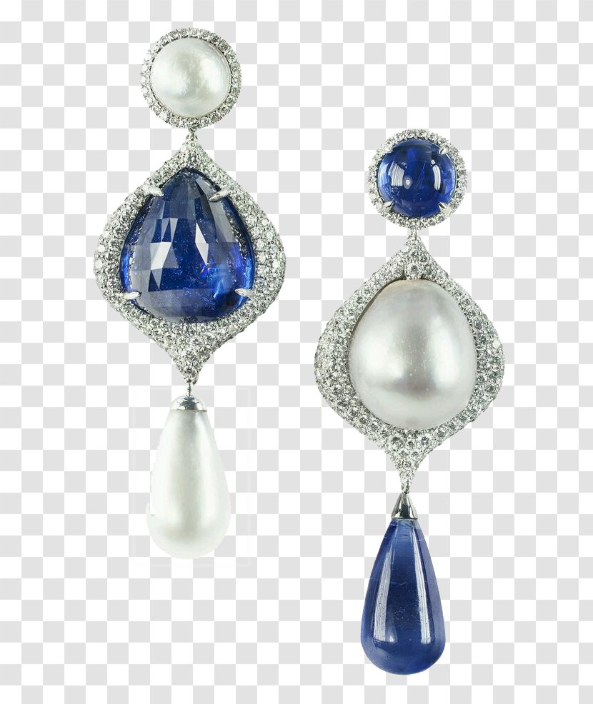 Earring Pearl Sapphire Jewellery Diamond - Pendant Inlay Transparent PNG