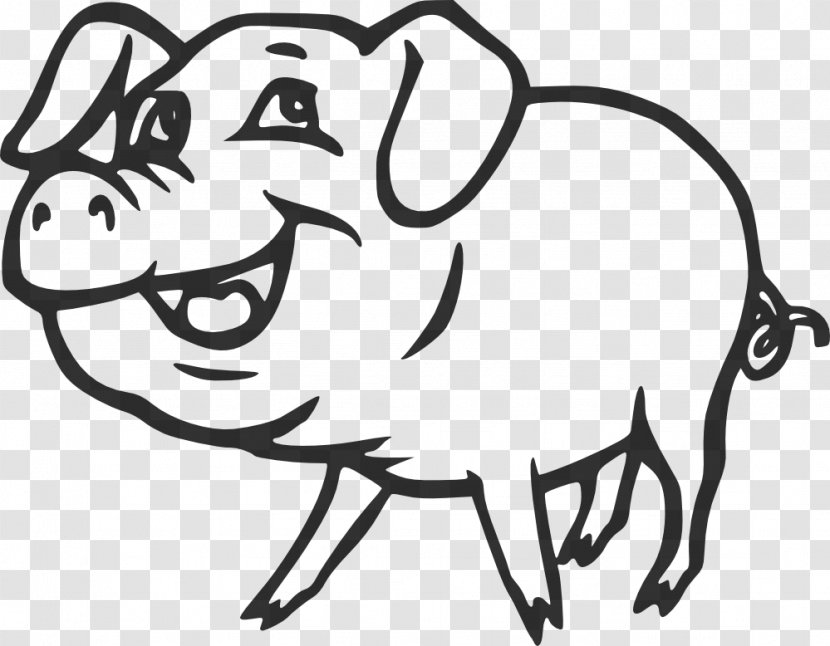 Pig Black And White Drawing Clip Art - Cartoon - Kindergarten Farm Cliparts Transparent PNG