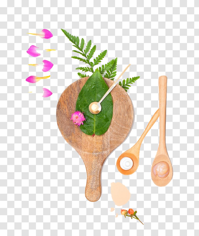 Wooden Spoon Shovel - Cutlery - Plate And Leaves Transparent PNG