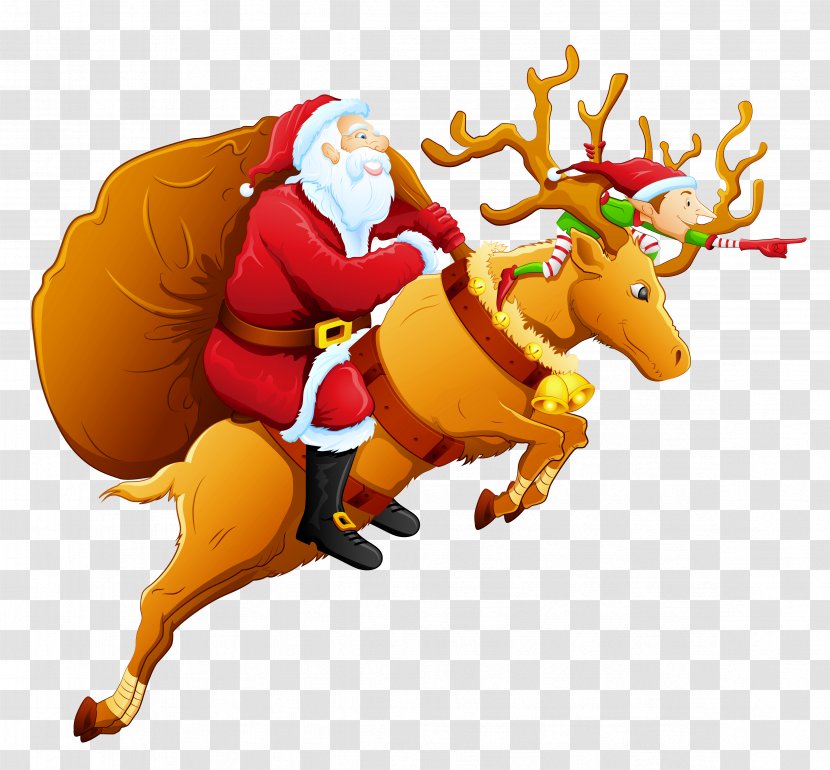 Santa Claus's Reindeer Christmas Clip Art - Elf - And PNG Clipart Transparent PNG