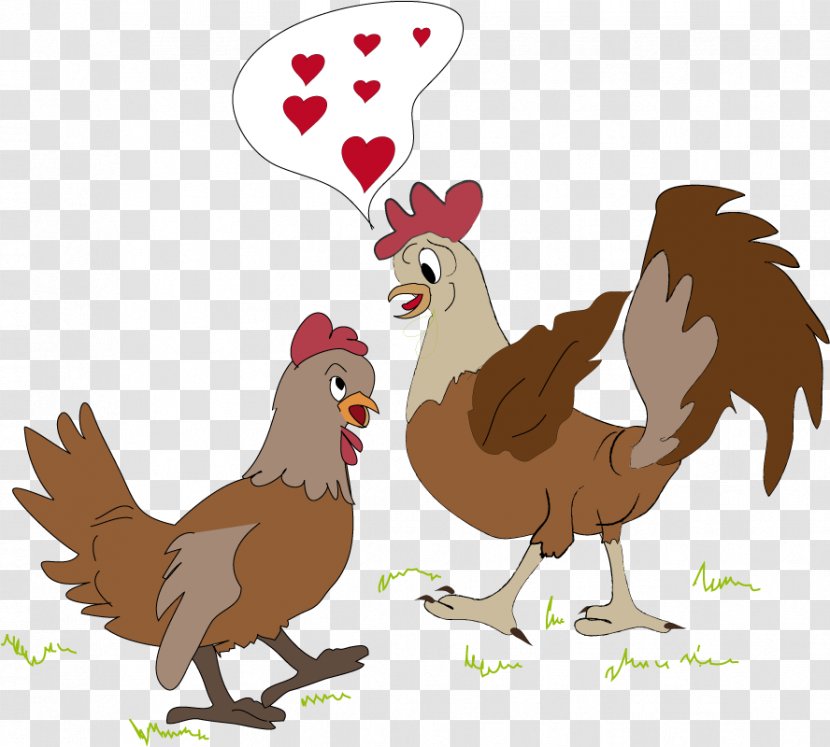 Rooster Chicken Love Drawing Illustration - Wish Transparent PNG