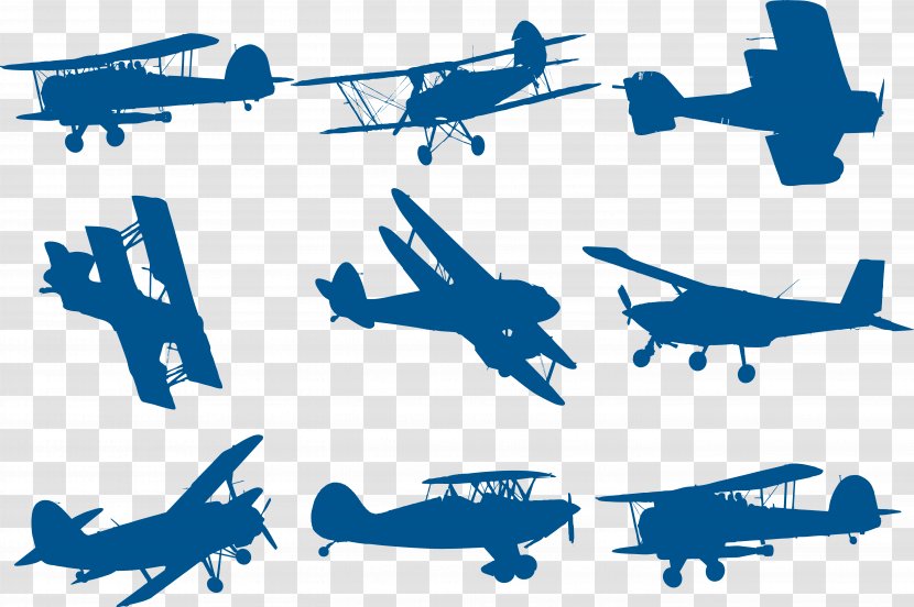 Airplane Biplane Silhouette Download - Blue Plane Transparent PNG