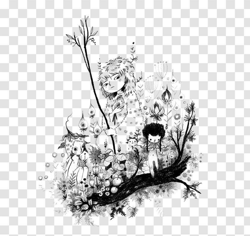 Drawing Cartoon Illustration - Black - Painted Gray Jungle Spirit Transparent PNG