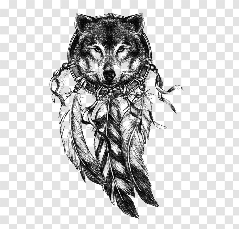 Gray Wolf Dreamcatcher Tattoo Drawing - Avatar Transparent PNG