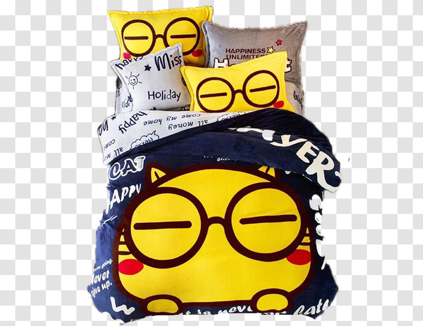 Cartoon Bedding Tmall - Price - Yellow Decorative Three-piece Transparent PNG