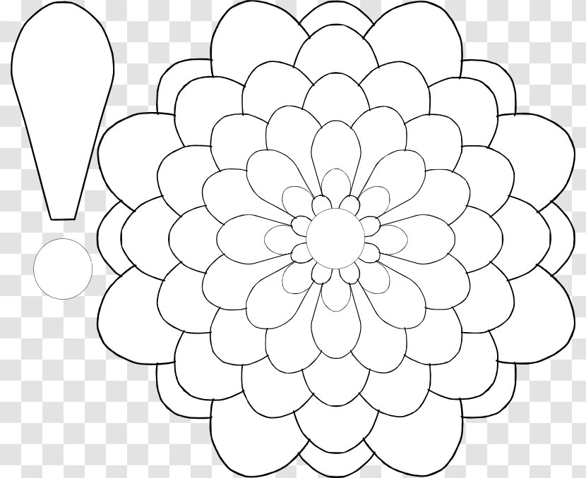 Floral Design Paper Flower Petal Pattern - Black And White - Petals Template Transparent PNG