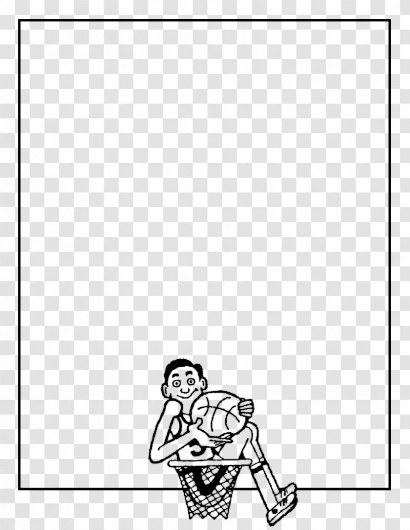 Basketball Clip Art - Black And White - Page Border Transparent PNG