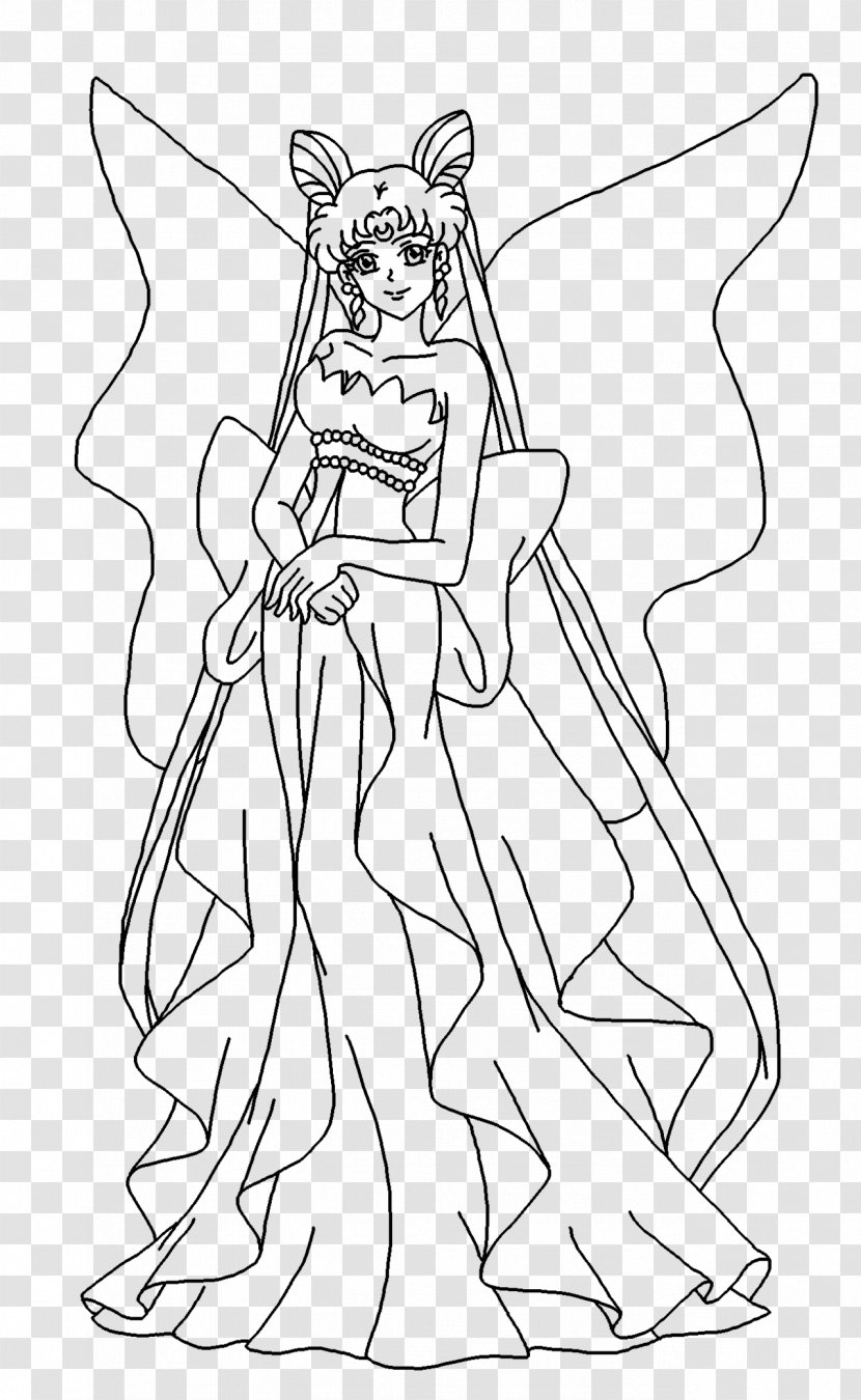 Sailor Moon Queen Serenity Chibiusa Line Art Drawing - Tree Transparent PNG