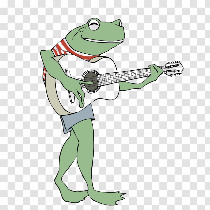 Frog Ukulele Classical Guitar Clip Art - Reptile Transparent PNG