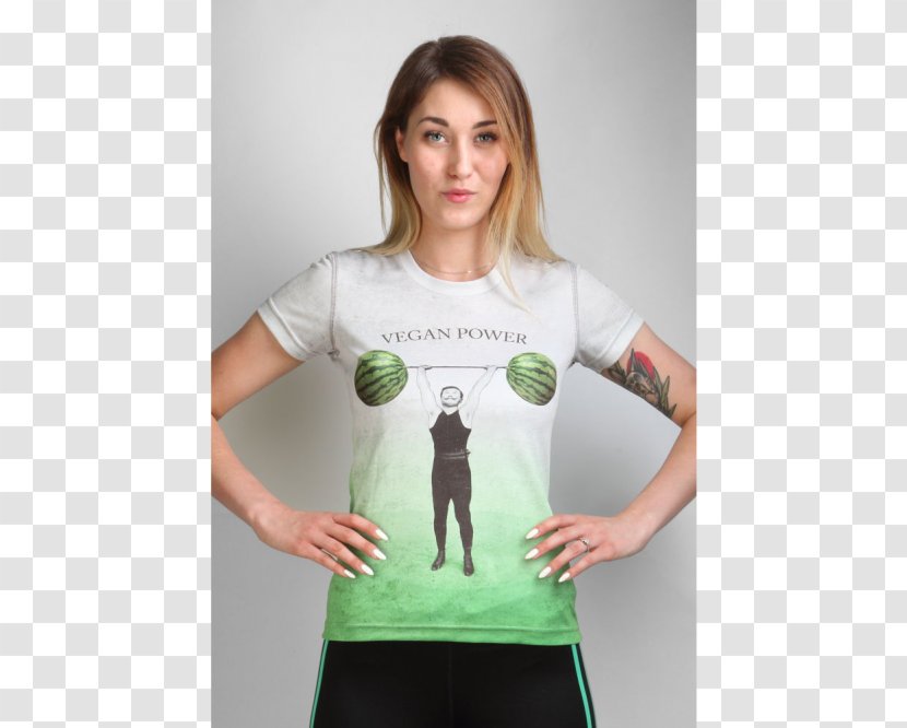 T-shirt Top Veganism Sleeve Sport - Neck - Vegan Power Transparent PNG