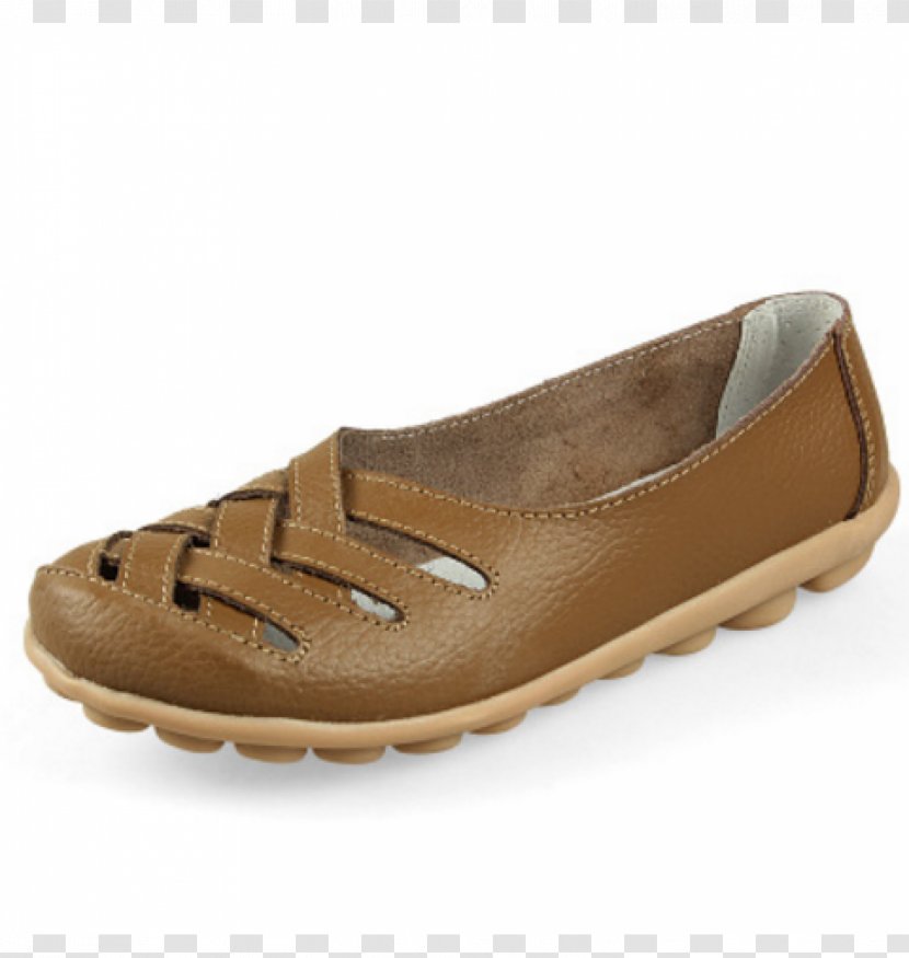 Slip-on Shoe Ballet Flat Sandal Leather - Beige - Ladies Shoes Transparent PNG