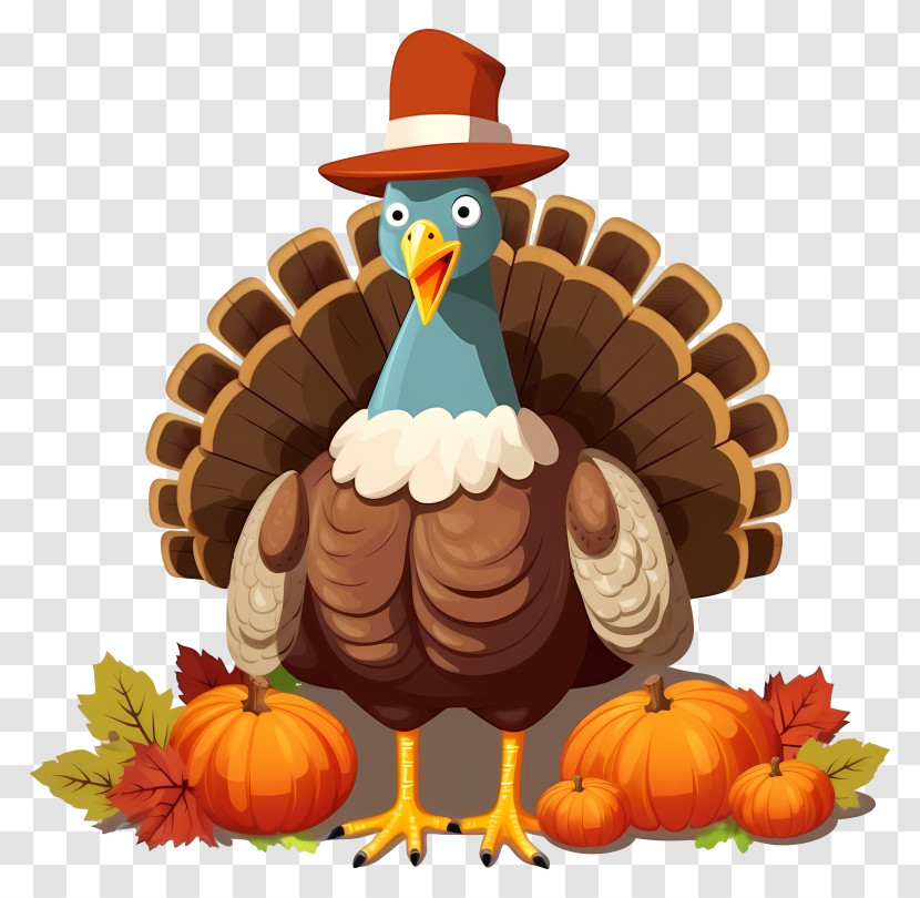 Thanksgiving Turkey - Cartoon Thanksgiving Turkey With Pumpkins Transparent PNG
