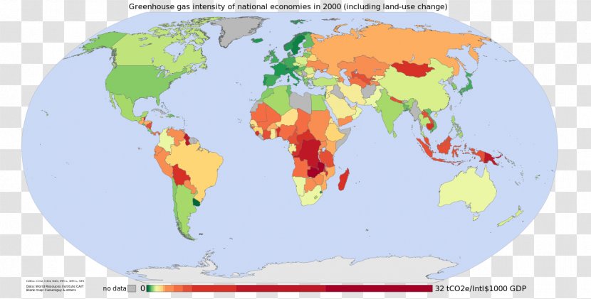 World Greenhouse Gas Emission Intensity Global Warming Carbon Dioxide - Information - Map Transparent PNG