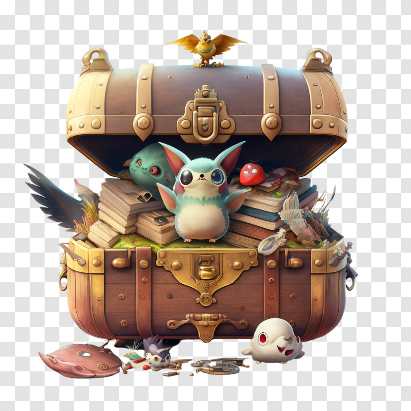 Treasure Chest - Fantasy Treasure Chest With Cute Animals Transparent PNG