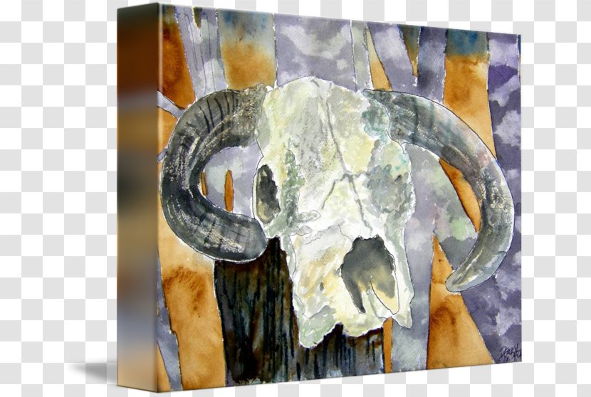 Watercolor Painting Cow's Skull: Red, White, And Blue Art Canvas - Artist Transparent PNG