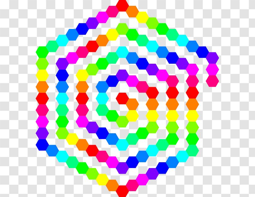 Hexagon Color Circle Clip Art - Spiral - Colored Transparent PNG