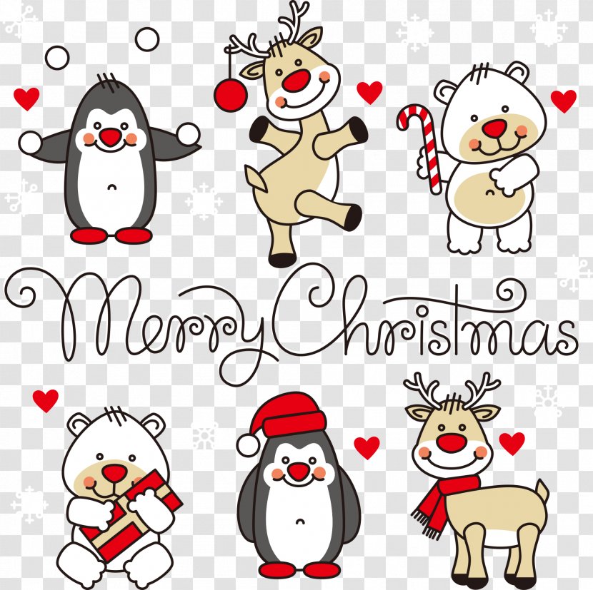 Reindeer Santa Claus Christmas Cartoon Clip Art - Penguin With Fawn Transparent PNG