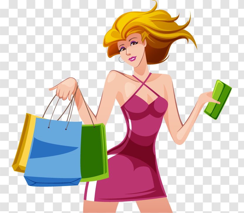 Shopping Bags & Trolleys Woman - Watercolor - Vector Transparent PNG