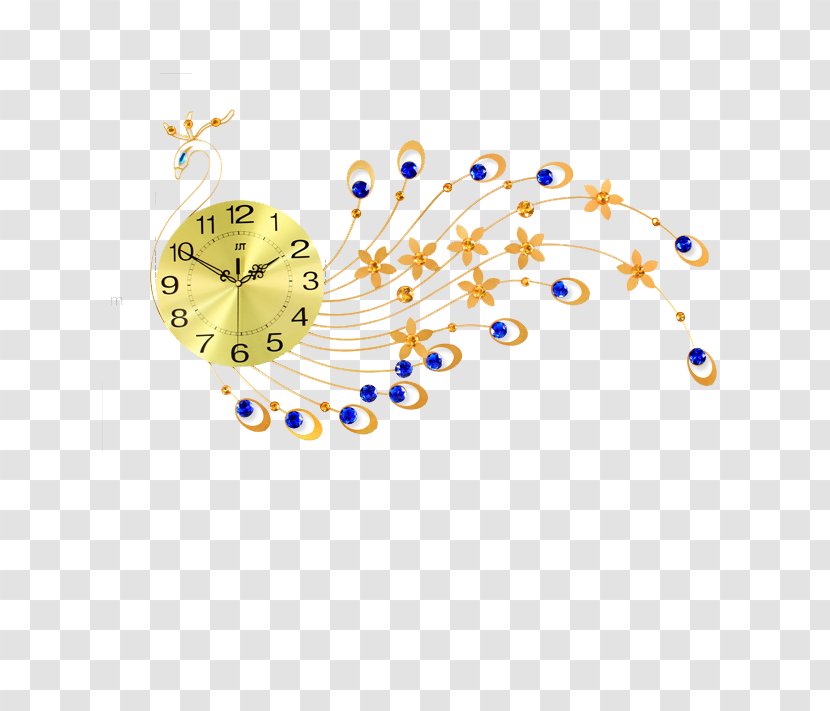 Clock Parede Peafowl - Point - Golden Peacock Wall Transparent PNG