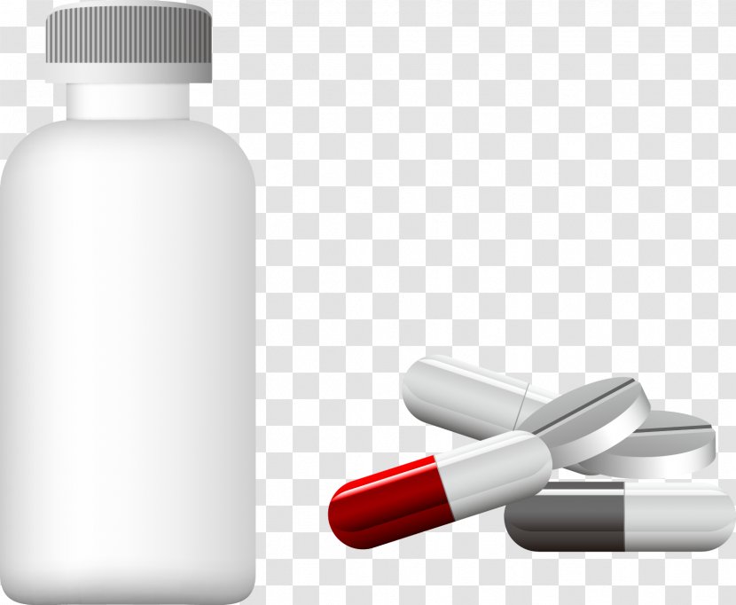 Dietary Supplement Capsule Bottle - Vector Hand-painted Bottles Pills And Capsules Transparent PNG