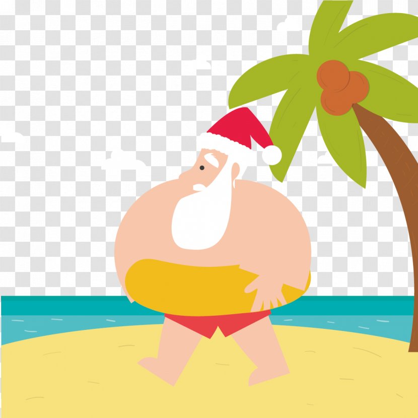 Santa Claus Beach - Gratis - Coconut Tree Transparent PNG