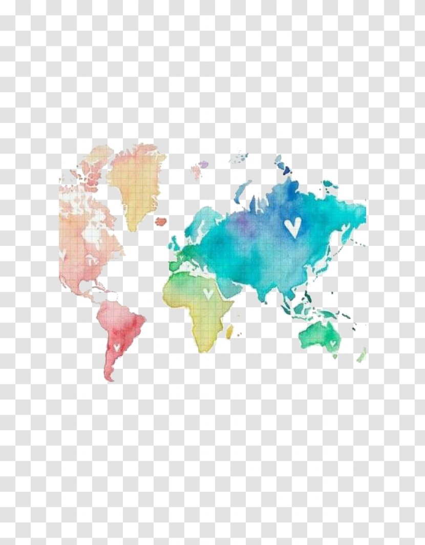 World Map United States Watercolor Painting Transparent PNG